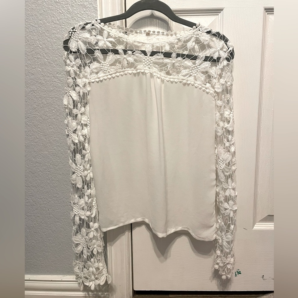 White Floral Lace Blouse